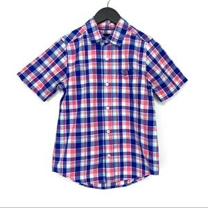 The Children’s Place Pink & Blue Preppy Plaid Short Sleeve Button Down Shirt